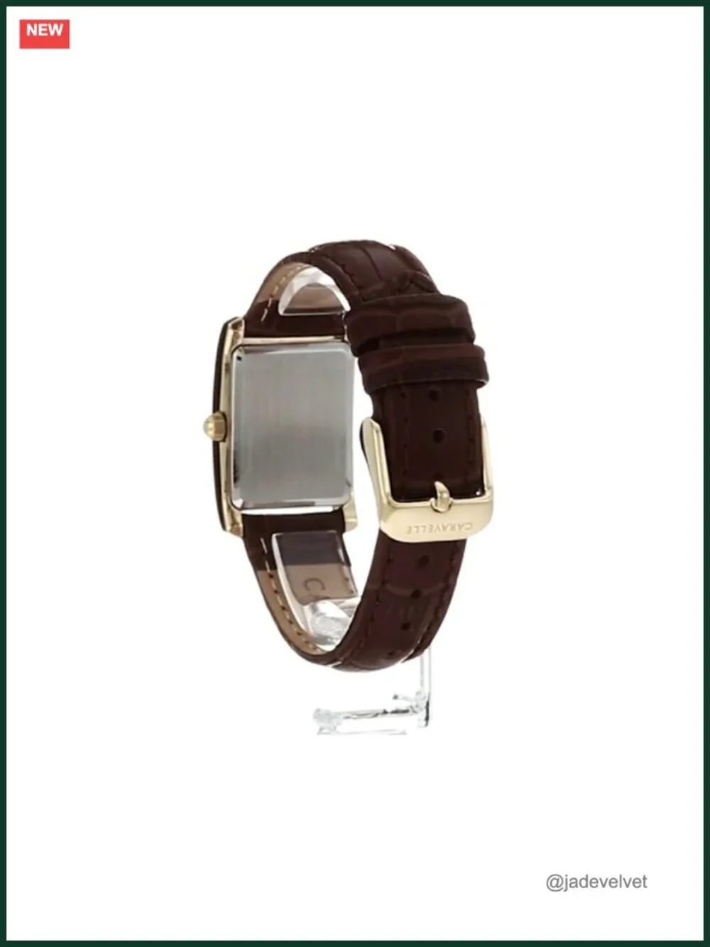 Gold-Tone Stainless Steel Dress Watch Rectangle Roman Numeral Curved Mineral